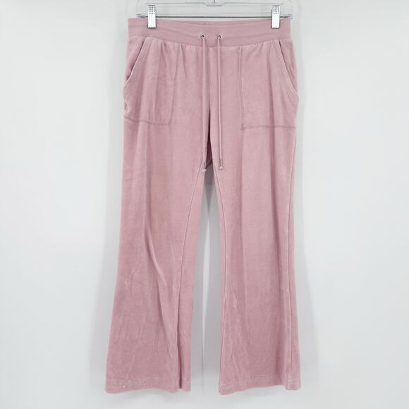 Juicy Couture Del Ray Pink Velour Flared Track Pants Y2K Icon Womens Size XS - Picture 3 of 11